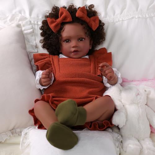BABESIDE Muñeca Reborn Negra – 20 Pulgadas 50 cm Bebé Reborn Realista Niña con Cuerpo de Tela Suave, Ropa y Accesorios para Niñas y Niños a Partir de 3 Años