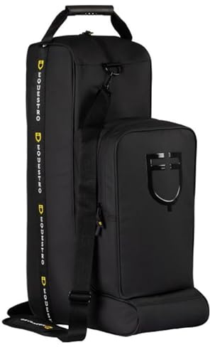 Equestro Borsa Porta Stivali e Casco, Zaino Sportivo in Tessuto Nero con Tracolla