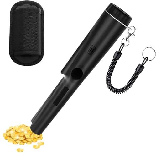 Detector de Metales Portátil, Dispositivo Detector de Metales, Pinpointer de Mano, Exploración de 360°, IP66 Impermeable, con Riñonera y Cordón para La Búsqueda de Tesoros(Pilas No Incluidas)