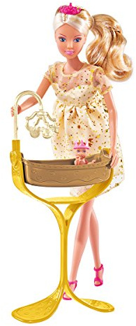Simba - Steffi Love Enceinte Bébé Royal - Poupée Mannequin 29cm - Ventre Amovible - Couffin Royal et Accessoires - 105737084