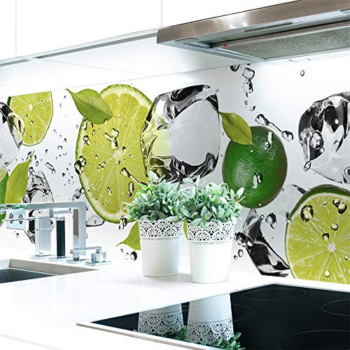 Küchenrückwand Limetten Eiswasser Premium Hart-PVC 0,4 mm selbstklebend - Direkt auf die Fliesen, Größe:120 x 60 cm