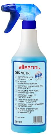 Allegrini Dik Vetri Pulitore Spray Vetri Detergente Igienizzante per Auto Specchi Finestre e Doccia Multiuso Professionale per Pulizia Senza Aloni 750 ml