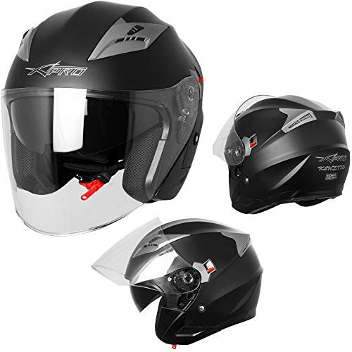 Motorradhelm Helm Sturzhelm Jethelm Roller Innensonnenblende Visier Schwarz Matt S