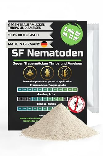 SF- Nematoden 6 Mio (60 Pflanzen/12m²) gegen Trauermücken, Thrips, Weiße Fliege mit Fadenwürmern, effektive Schädlingsbekämpfung