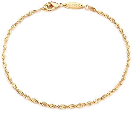 MEVECCO Gold Rope Chain Bracelets,14K Gold Plated Handmade Cute Thin Dainty Bracelet for Women