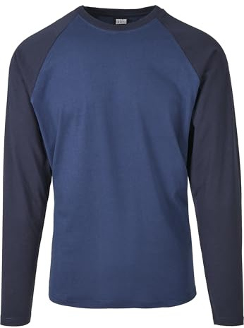 Urban Classics Men's Raglan Contrast Ls T Shirt, Dark Blue/Midnight Navy, M UK