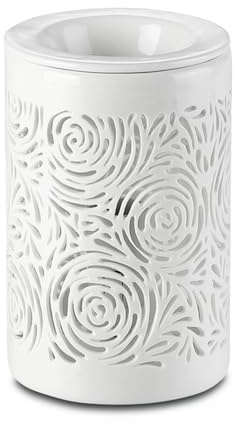 Zen'Aroôme - Bruciatore a cera profumata Calorya n. 8 – Brucia profumo elettrico per fondente profumato – Lampada a profumo con tazza rimovibile – ceramica con decorazione traforata e illuminazione