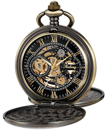 Tiong Double Hunter Mechanical Pocket Watch Full Luxury Silver Color Men Women Stylish Retro FOB Hand Wind Groom Groomsmen Wedding Pocket Watches Gift with Box