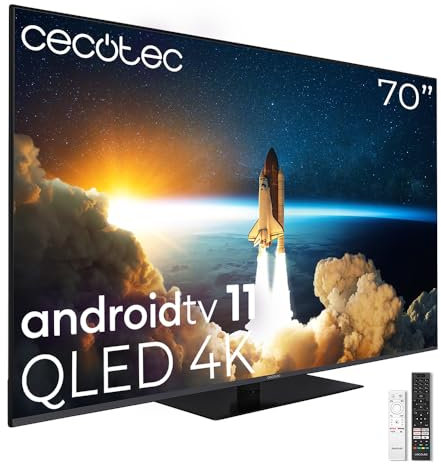 Cecotec Televisor QLED 70 Smart TV V1Z+ Series VQU11070Z+S. Resolución 4K UHD, Sistema Operativo Android TV 11, Subwoofers, Chromecast, HDR10+, Asistente de Voz de Google