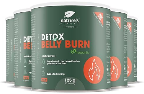 Nature's Finest Detox Belly Burn - Abnehmmittel und Entgiftung Pulver Mit Curcuma, Mariendistel und Artischocken Extrakt Hochdosiert - 125-Tage-Kur (625g)