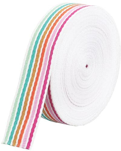 BENECREAT Cinta Rayas Arco Iris 9.14m, Correas de Flejado de Arcoíris de Polialgodón de 38 mm de Ancho para Manualidades Y Manualidades, Envoltura de Regalos Y Decoración para Bodas
