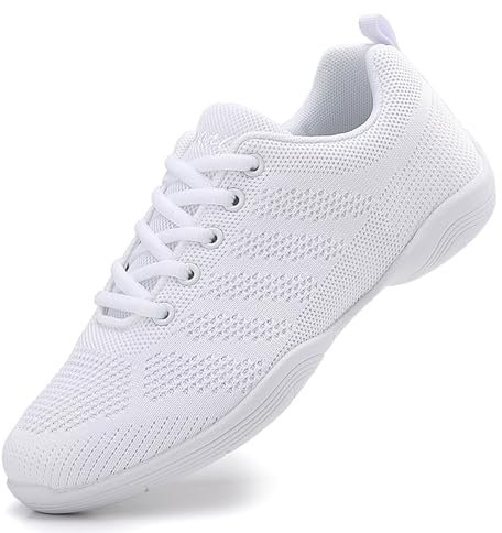 Mädchen Cheerleading Schuhe Cheer Sneakers Tennis Tanzschuhe Atmungsaktiv Super Light White Cheer Schuhe für Frauen Athletic Training Tennis Walking Sneakers Mesh 36