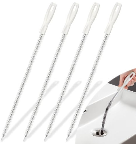 4 Pezzi Stura Lavandini e Scarichi Spazzole di Pulizia, 45cm Spazzola Flessibile per La Pulizia Degli Scarichi, Spazzola Tubi Scarico, Spazzola Stura Lavandini e Scarichi per Scarichi, Cucine, Bagni