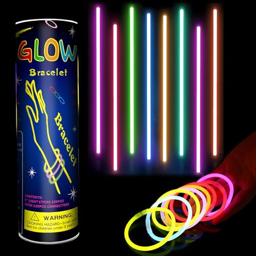 100Pcs Party Glow Sticks Bulk for Children,Glow in the Dark Party Supplies with Connectors to Make Glow Necklaces Neon Bracelets,20cm Glowsticks for Kids Adults Halloween Christmas Party Bag Fillers