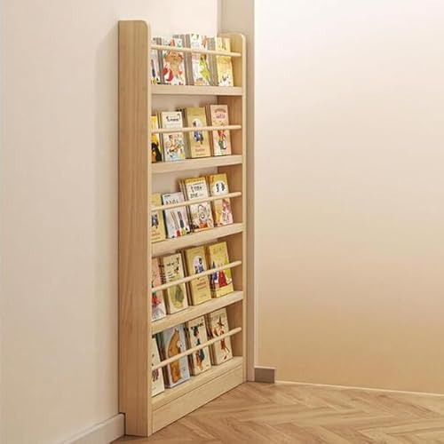 Eqvexd Bibliothèques de Sol présentoirs Minces 10 cm,étagère en Bois Massif,Organisateur de Livres,étagère de Rangement Murale pour Chambre à Coucher,Salon,Bureau à Domicile