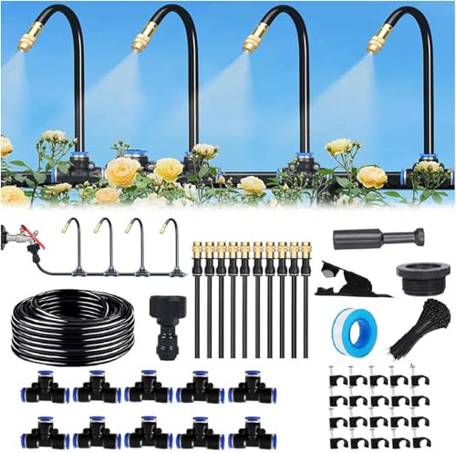 Automatisches Bewässerungssystem Garten 360 ° Automatische Bewässerung Schlauch, Nebelbewässerungskit, Einstellbare Düse, für Pflanzenbewässerung Garten und Balkontopfpflanzen im Freien (10M)