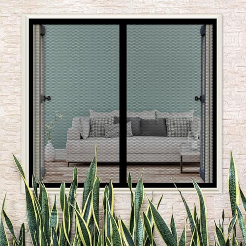 Moustiquaire pour Portes 132 x 120 cm Anti-Moustique, Garde L'Air Frais à L'Intérieur Rideau Porte Anti Insectes Mouche Moustique pour Camping-Car, Remorque, Noir