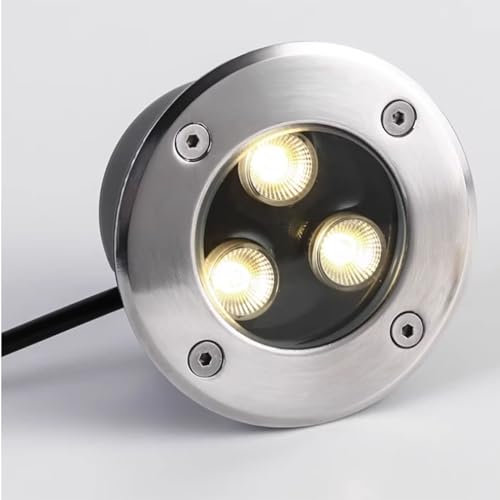 Ultradelgado LED Foco - Empotrable Al Aire Libre Focos De 3W, Luz LED Enterrada Para Exteriores Resistente Al Agua IP67, Lámpara De Jardín Paisajística, Foco De Césped Empotrado En El Suelo(Yellow,24V