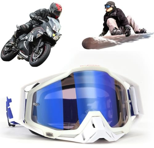 Yoihuqi Occhiali da motocross, antivento, antipolvere, da motocross, da sci, da dirt bike (bianco 2)