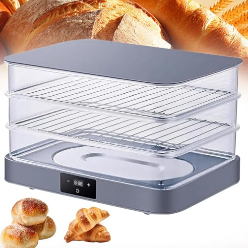 Naturalpowev 40 L Sourdough Dough Proofer Box with 20-45°C Temperature Control 85% Humidity Transparent View Electronic Timer 24 Hours Stackable Multi-functional Bread Proofing Machine