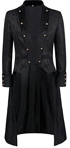 Veste Steampunk pour homme, manteau gothique, long, noir, frack médiéval, rétro, victorien, jupe de marche élégante, théâtre, montrant des pirates, vampire, vêtements de cosplay, costume d'Halloween