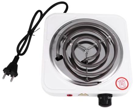 MOLUCKFU Fornello Elettrico Portatile a Bobina Singola 1000w Controllo Temperatura Regolabile, Riscaldatore da Cucina Compatto per Uso Domestico e Campeggio, Stufa Elettrica Pratica
