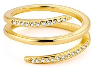 14K Gold Rings Women Cubic Zirconia Multilayered Rings Adjustable Stackable