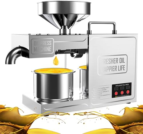 Stainless Steel Automatic Oil Press Machine, 820W Electric High Yield Oil Expeller for Peanut Walnut Sunflower Seeds