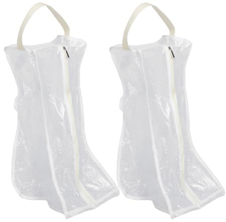 CANIGHT Bolsa Portátil para Zapatos y Botas Cortas con Cremallera, 2 Piezas Reutilizables de PVC Blanco, Gran Capacidad y Protección contra Polvo para Viajes y Cambios de Temporada