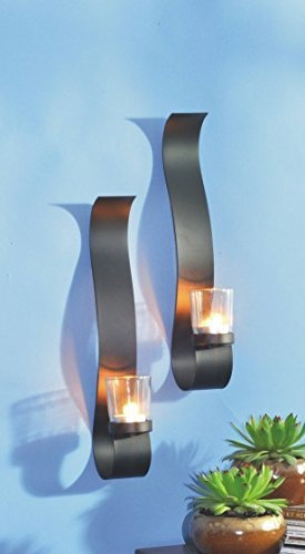 Wandkerzenhalter 2-er Set Schwarz