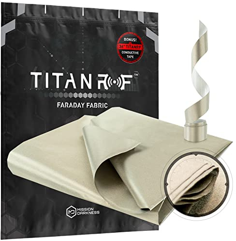 Mission Darkness TitanRF Faraday Fabric Kit 1 Yard // 44 W x 36 L Fabric + 36 L Tape Military Grade Conductive Nickel Copper Polyester Material Blocks RF Signals WiFi Cell Bluetooth RFID EMF