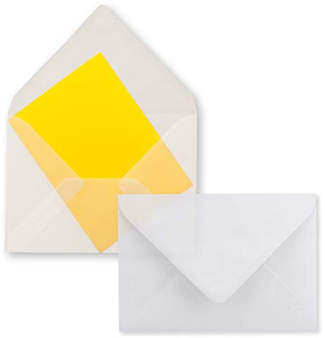 25x durchsichtige Mini Brief-Umschläge - Transparent-Weiß - 5,2x 7,6 cm - Miniatur Kuverts mit Nassklebung für Blumen-Grüße, Grußkarten, Anhänger & Geld-Geschenke - FarbenFroh by GUSTAV NEUSER