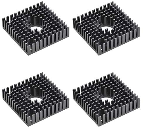 sourcing map 4Uds Disipador de Calor con Orificio 40x40x11mm Negro