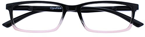 OPULIZE See - Occhiali da Lettura Filtro Luce Blu Montatura Stretta Cerniere a Molla Migliorano il Sonno Gaming Computer Anti Riflesso Rosa al Nero Uomo Donna B9-4+1.50