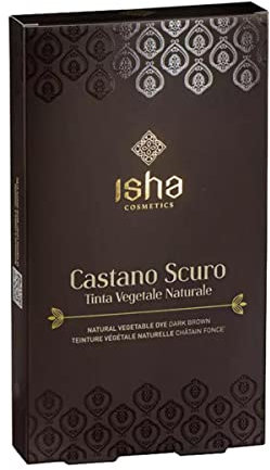 isha cosmetics - Henne Castano Scuro 100 g - Tinta Vegetale in Polvere - Dermatologicamente Testato e al nichel<1ppm
