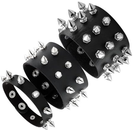 MILAKOO 3 Stück Spike Manschette Armband Armreif für Damen Herren Punk Rock Gothic Armband Verstellbar…