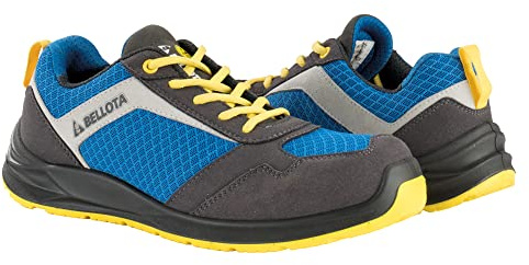 Bellota FTW0545BYS1P - Zapato de Seguridad Flex Nitro de Hombre y Mujer (Talla 45) Ligero, Transpirable y Extra Acolchado, Azul Amarillo