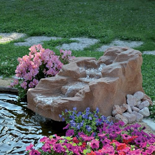 Giordanoshop Roccia Artificiale con Sorgente 100x60x40 cm per Laghetti da Giardino in Vetroresina