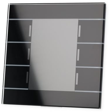 Pulsador de cristal KNX con 6 superficies sensoras y pantalla a color, negro