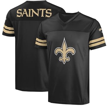 FOCO NFL Herren Offizielles Lizenzprodukt Primary Logo Wordmark Game Day Football V-Ausschnitt Top, New Orleans Saints - Schwarz, XL