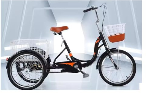 Trehjuling för vuxna med korg, justerbar lasthöjd, kryssningscykel, vuxen trehjuling med ryggstöd, 20 tum, trehjuling pedal för utomhussporter (Style B)