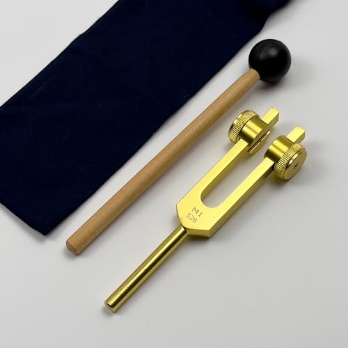 Solfeggio-Stimmgabel mit 528 Hz für Heilung, Liebesfrequenz 528 Hz, Klangheilung und Biofeld-Harmonisierung, Gold
