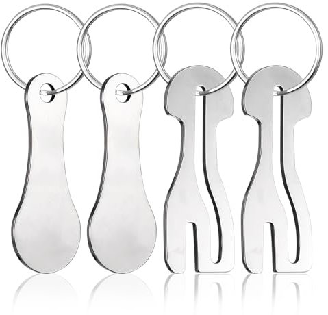 TIESOME 4 gettoni in metallo per carrello, portachiavi per carrello della spesa, per carrello del supermercato, chiave per la spesa