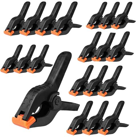 Spring Clamps,20 Pcs Plastic Spring Clamps 2 inch Heavy Duty Woodworking Plastic Small Clamp Long Photo Cloth Clamp Background Fabric Clip Photo Clip for Studio Woodwork Artwork
