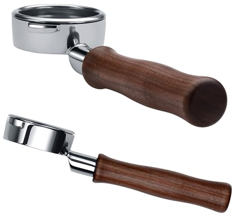 Normcore 58mm Naked Portafilter for Gaggia Classic Pro, Gaggia Carezza, Gaggia Cubika Plus Espresso Machines, Bottomless Portafilter with 18g Basket, Genuine American Walnut Handle