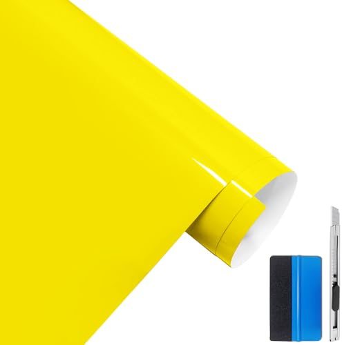 NewL PET Ultra Gloss Car Vinyl Wrap Yellow 30cmx150cm | Ultra gloss finish, Self-adhesive, Air Release Technology, Weather Proof, Tear resistant, Suitable for auto, moto, furniture