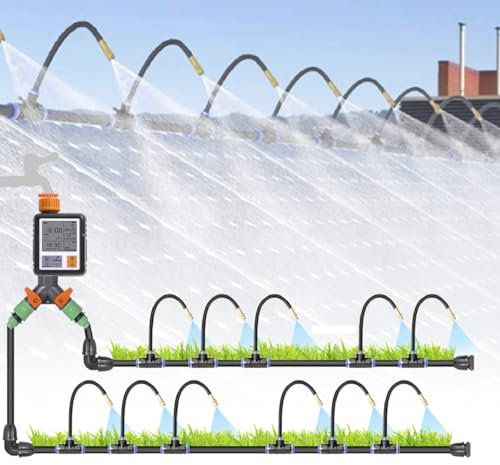 GAYAYAS Dispositivo di irrigazione Automatica a 360° per Piante da Esterno e da Interno, con Timer Intelligente, Design a Risparmio idrico, per irrigazione di Serre, Giardini e terrazze,30M/98.4FT