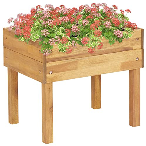 Frdhee Parterre de fleurs, parterre de jardin, bac haut, 50 x 40 x 45 cm, en bois massif d'acacia pour terrasse, centre de jardin, jardin sur toit, balcon