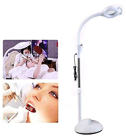 Aioneer 8X magnetiserande vertikal lampa golvstativ LED-lampa, vackert upplyst glas, stativ magnifik lampa justerbar skönhet ljus vardagsrum tatuering nagelskinn, utan hjul - utan hjul