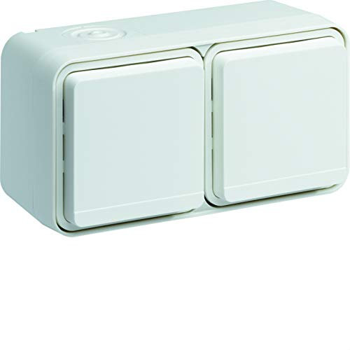 prise de courant 2p+t double horizontale 16a hager cubyko complète saillie blanche